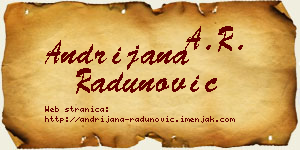 Andrijana Radunović vizit kartica
